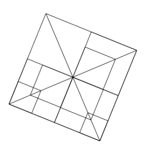 Et kvadrat delt opp med mange linjer.